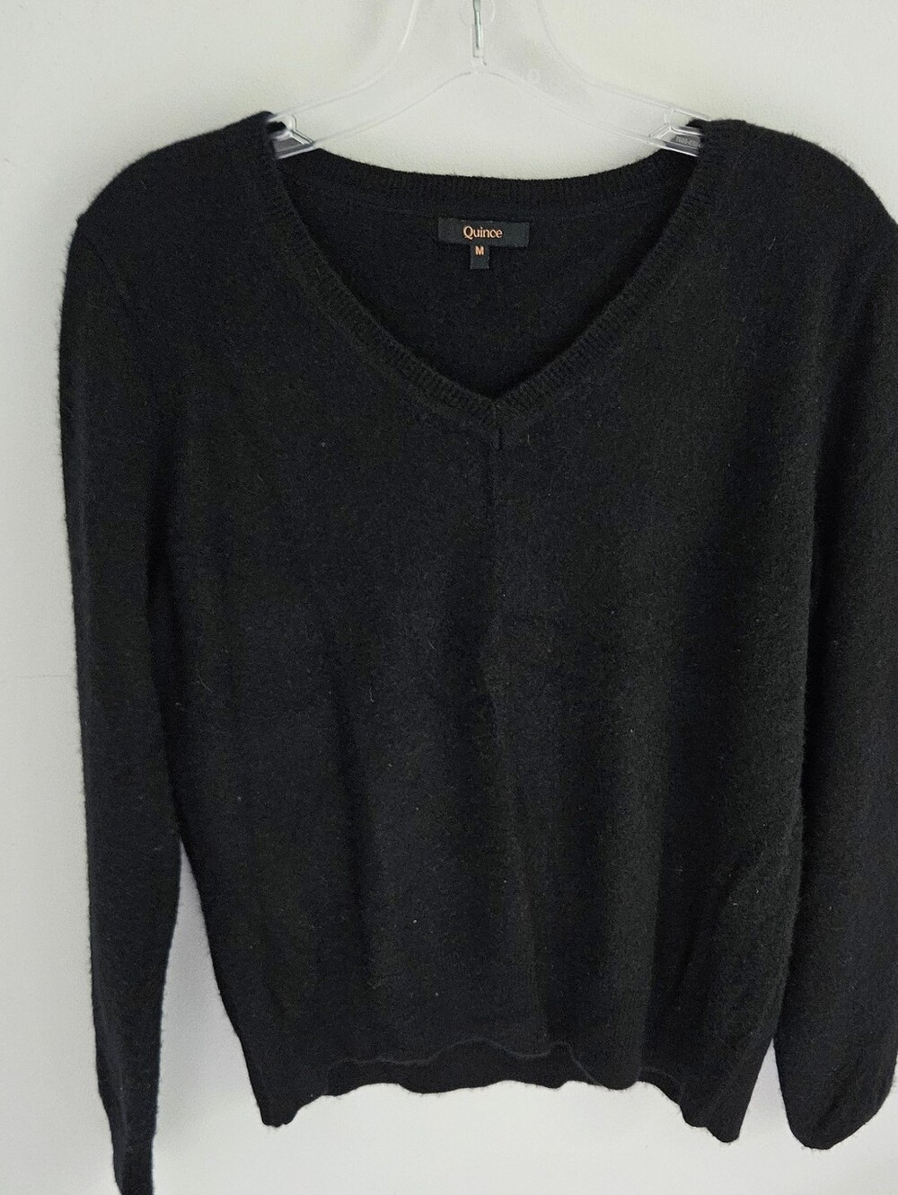 Quince Cashmere Black V-neck Sweater